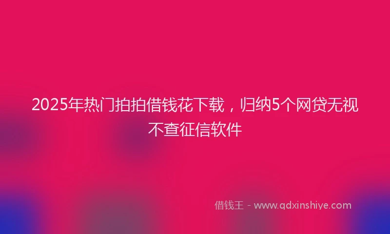 2025年热门拍拍借钱花下载，归纳5个网贷无视不查征信软件