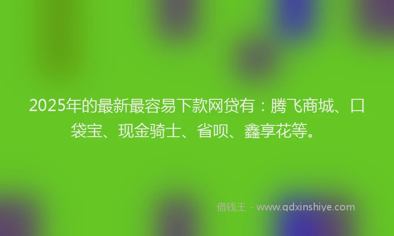 2025年的最新最容易下款网贷有：腾飞商城、口袋宝、现金骑士、省呗、鑫享花等。