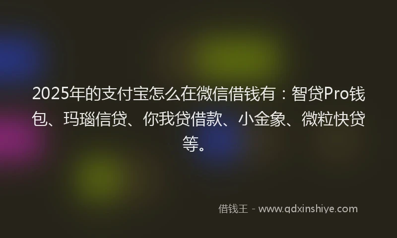 2025年的支付宝怎么在微信借钱有：智贷Pro钱包、玛瑙信贷、你我贷借款、小金象、微粒快贷等。