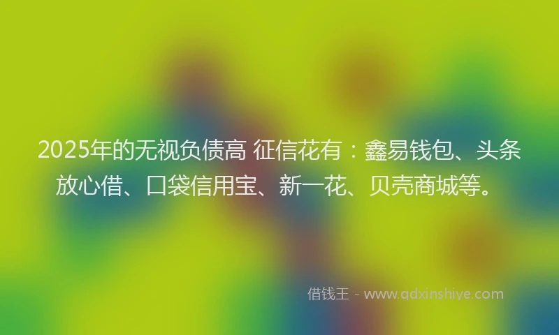 2025年的无视负债高 征信花有：鑫易钱包、头条放心借、口袋信用宝、新一花、贝壳商城等。