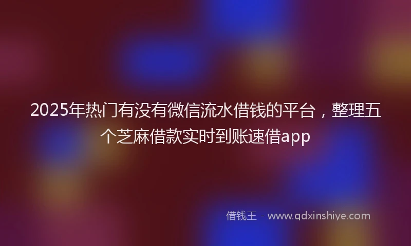 2025年热门有没有微信流水借钱的平台，整理五个芝麻借款实时到账速借app