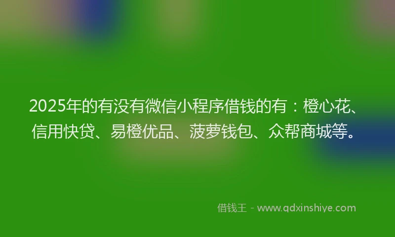 2025年的有没有微信小程序借钱的有：橙心花、信用快贷、易橙优品、菠萝钱包、众帮商城等。