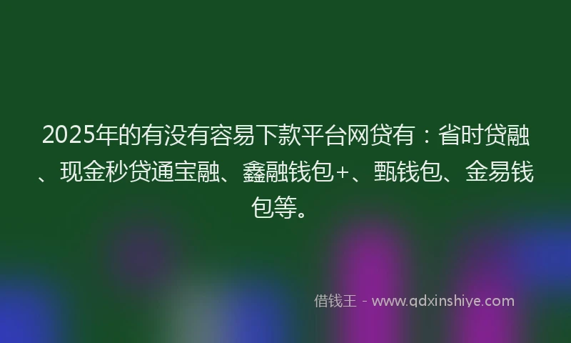 2025年的有没有容易下款平台网贷有：省时贷融、现金秒贷通宝融、鑫融钱包+、甄钱包、金易钱包等。
