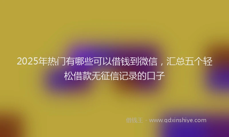 2025年热门有哪些可以借钱到微信，汇总五个轻松借款无征信记录的口子