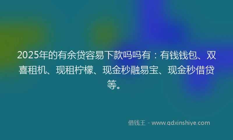 2025年的有余贷容易下款吗吗有：有钱钱包、双喜租机、现租柠檬、现金秒融易宝、现金秒借贷等。