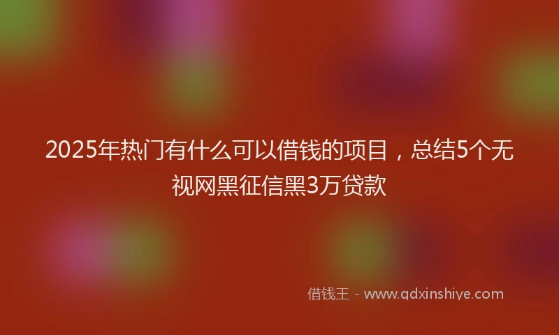 2025年热门有什么可以借钱的项目，总结5个无视网黑征信黑3万贷款