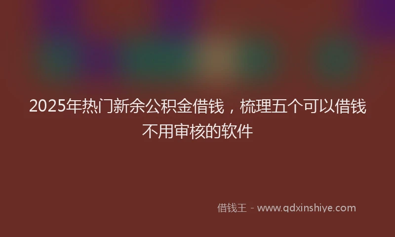 2025年热门新余公积金借钱，梳理五个可以借钱不用审核的软件