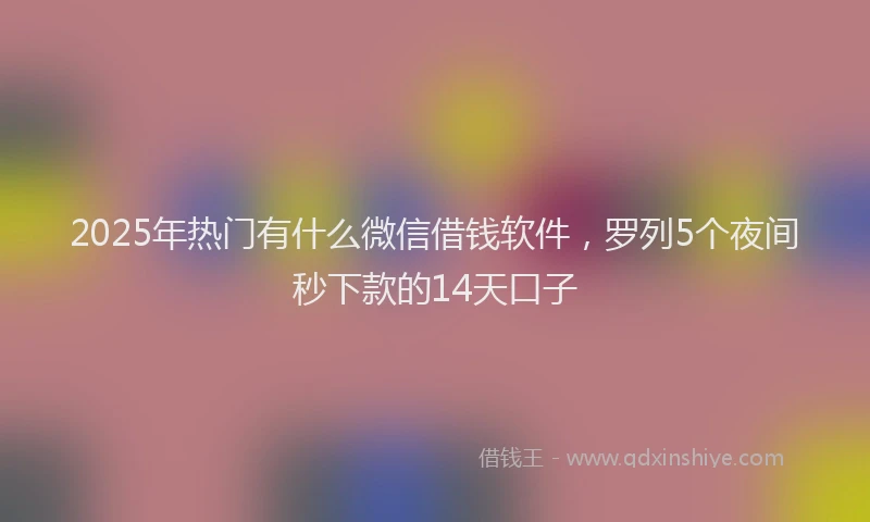 2025年热门有什么微信借钱软件，罗列5个夜间秒下款的14天口子