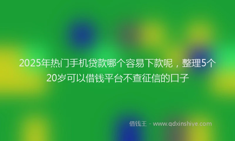 2025年热门手机贷款哪个容易下款呢，整理5个20岁可以借钱平台不查征信的口子
