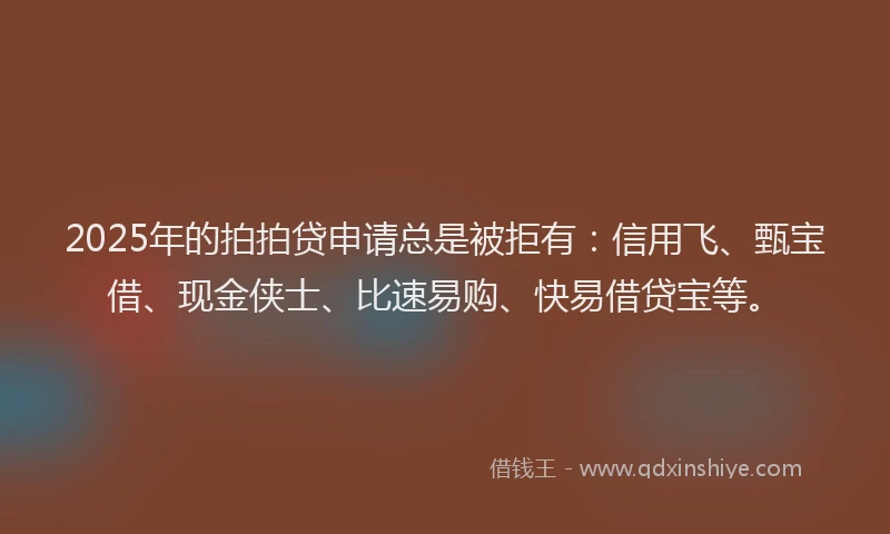 2025年的拍拍贷申请总是被拒有：信用飞、甄宝借、现金侠士、比速易购、快易借贷宝等。