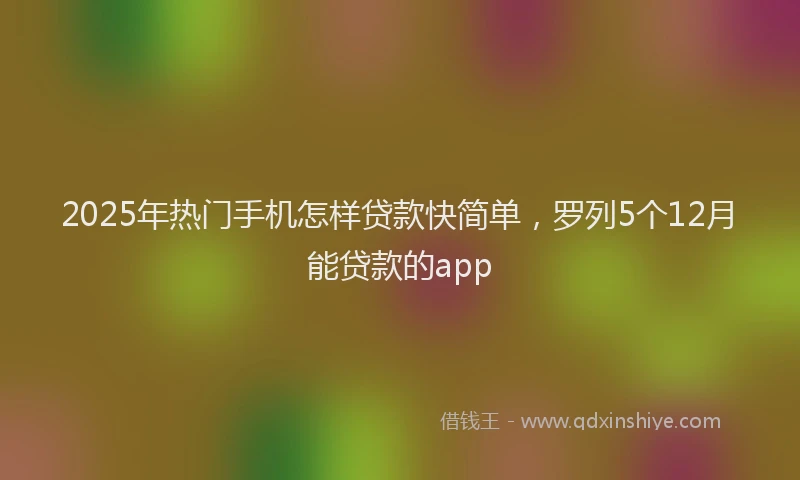 2025年热门手机怎样贷款快简单，罗列5个12月能贷款的app
