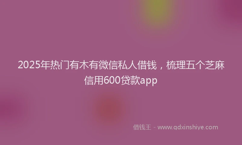 2025年热门有木有微信私人借钱，梳理五个芝麻信用600贷款app