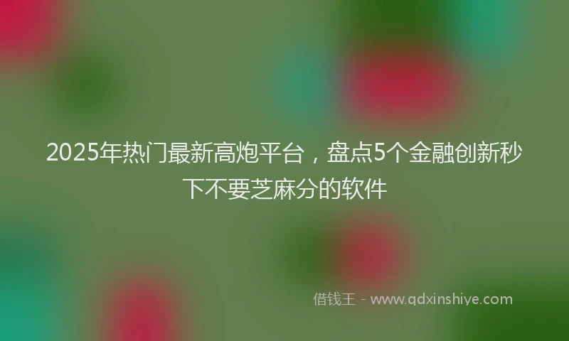 2025年热门最新高炮平台，盘点5个金融创新秒下不要芝麻分的软件