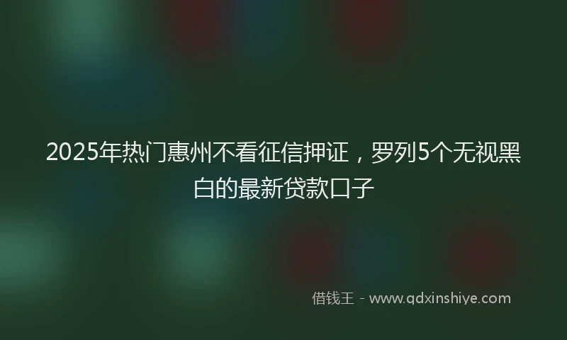 2025年热门惠州不看征信押证，罗列5个无视黑白的最新贷款口子
