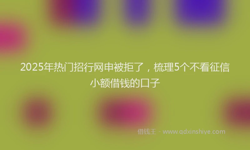 2025年热门招行网申被拒了，梳理5个不看征信小额借钱的口子