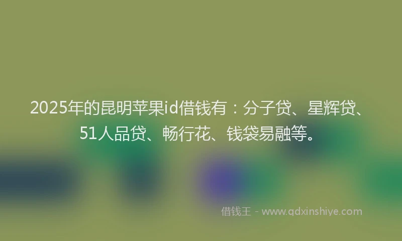 2025年的昆明苹果id借钱有：分子贷、星辉贷、51人品贷、畅行花、钱袋易融等。