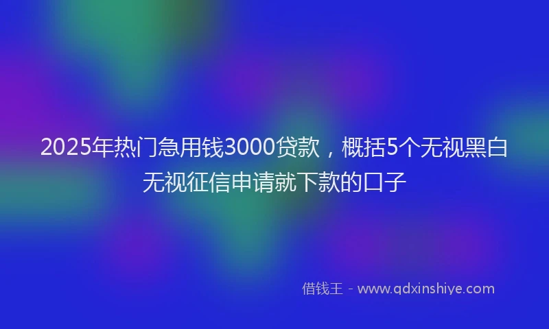 2025年热门急用钱3000贷款，概括5个无视黑白无视征信申请就下款的口子