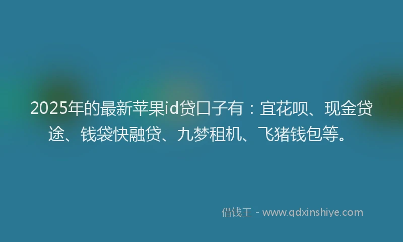 2025年的最新苹果id贷口子有：宜花呗、现金贷途、钱袋快融贷、九梦租机、飞猪钱包等。