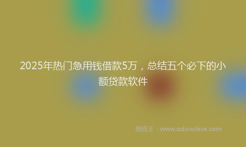 2025年热门急用钱借款5万，总结五个必下的小额贷款软件
