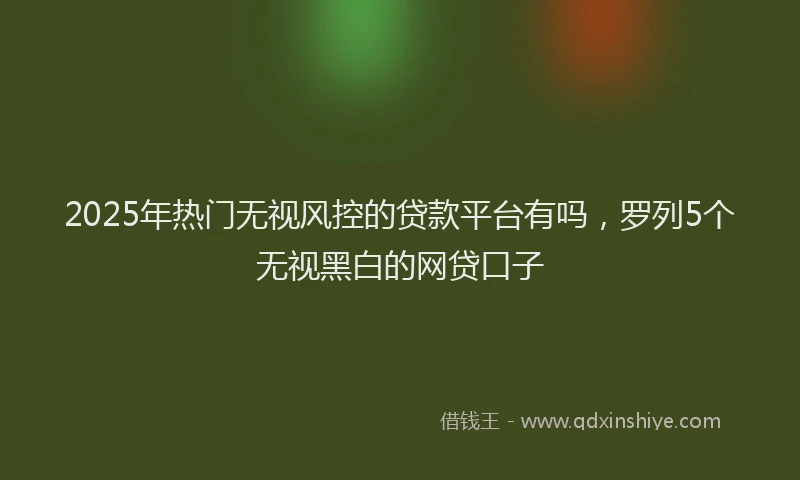 2025年热门无视风控的贷款平台有吗，罗列5个无视黑白的网贷口子