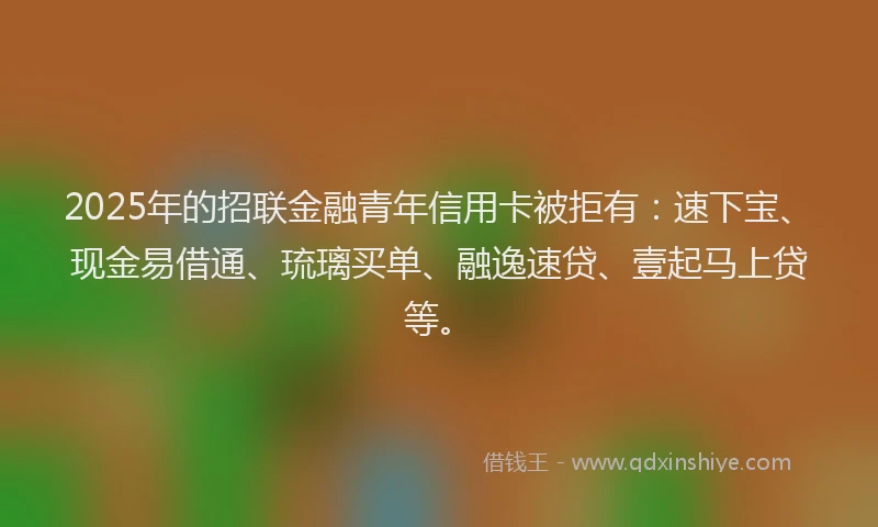 2025年的招联金融青年信用卡被拒有：速下宝、现金易借通、琉璃买单、融逸速贷、壹起马上贷等。