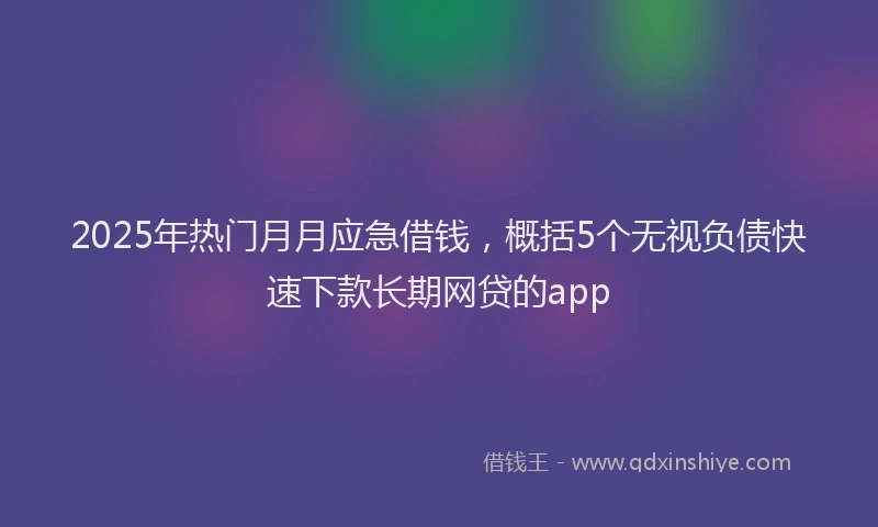 2025年热门月月应急借钱，概括5个无视负债快速下款长期网贷的app