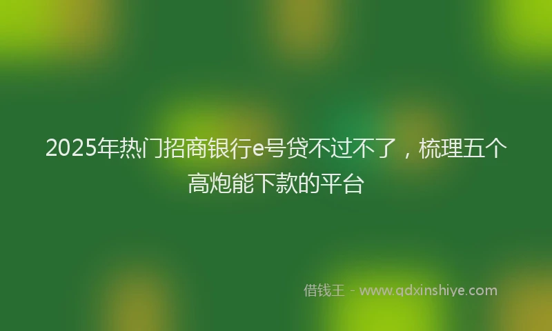 2025年热门招商银行e号贷不过不了，梳理五个高炮能下款的平台