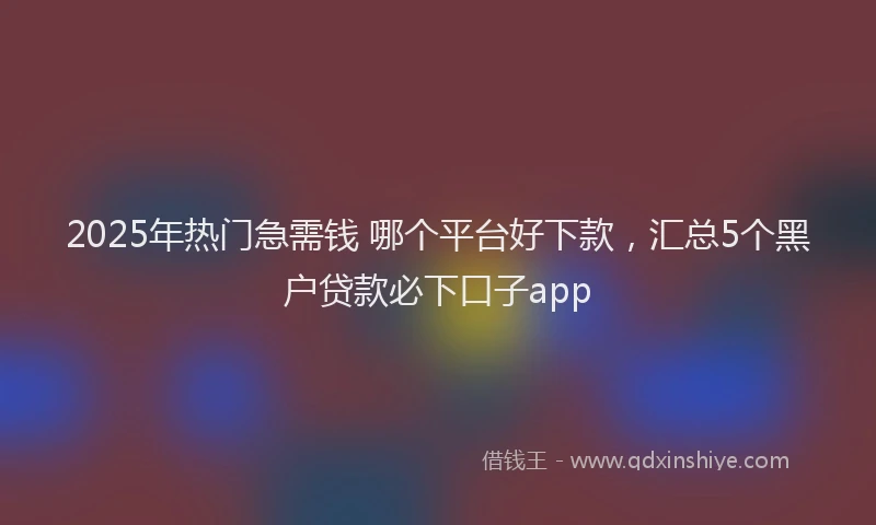 2025年热门急需钱 哪个平台好下款，汇总5个黑户贷款必下口子app