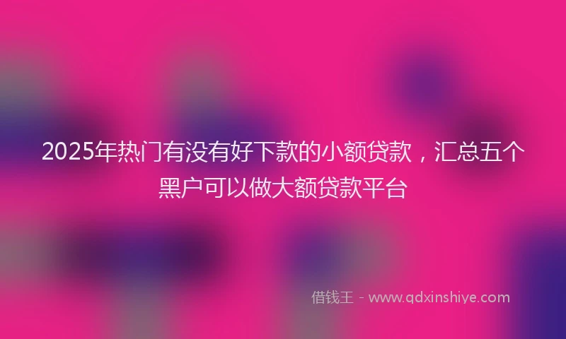 2025年热门有没有好下款的小额贷款，汇总五个黑户可以做大额贷款平台