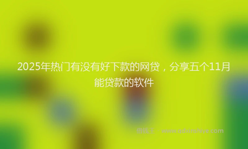 2025年热门有没有好下款的网贷，分享五个11月能贷款的软件