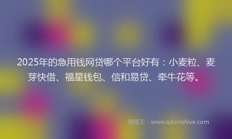 2025年的急用钱网贷哪个平台好有：小麦粒、麦芽快借、福星钱包、信和易贷、牵牛花等。