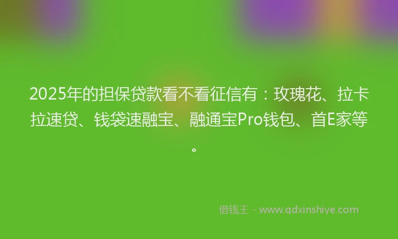 2025年的担保贷款看不看征信有：玫瑰花、拉卡拉速贷、钱袋速融宝、融通宝Pro钱包、首E家等。
