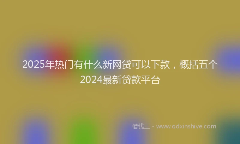 2025年热门有什么新网贷可以下款，概括五个2024最新贷款平台