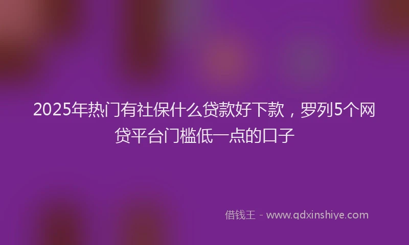 2025年热门有社保什么贷款好下款，罗列5个网贷平台门槛低一点的口子