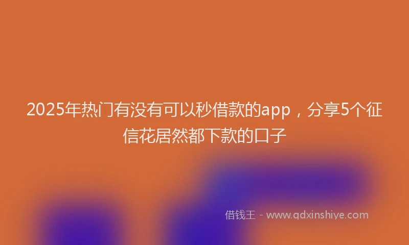 2025年热门有没有可以秒借款的app，分享5个征信花居然都下款的口子