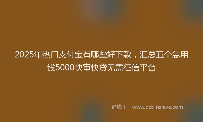 2025年热门支付宝有哪些好下款，汇总五个急用钱5000快审快贷无需征信平台