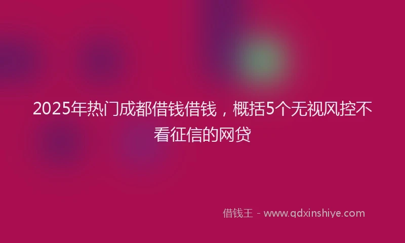 2025年热门成都借钱借钱，概括5个无视风控不看征信的网贷