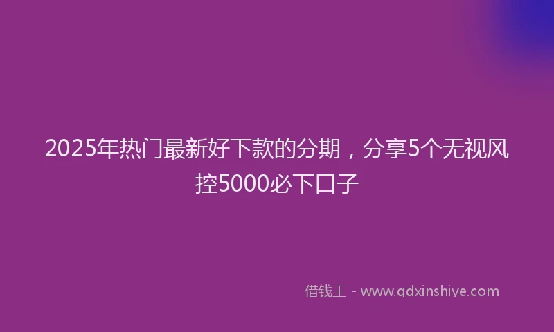 2025年热门最新好下款的分期，分享5个无视风控5000必下口子