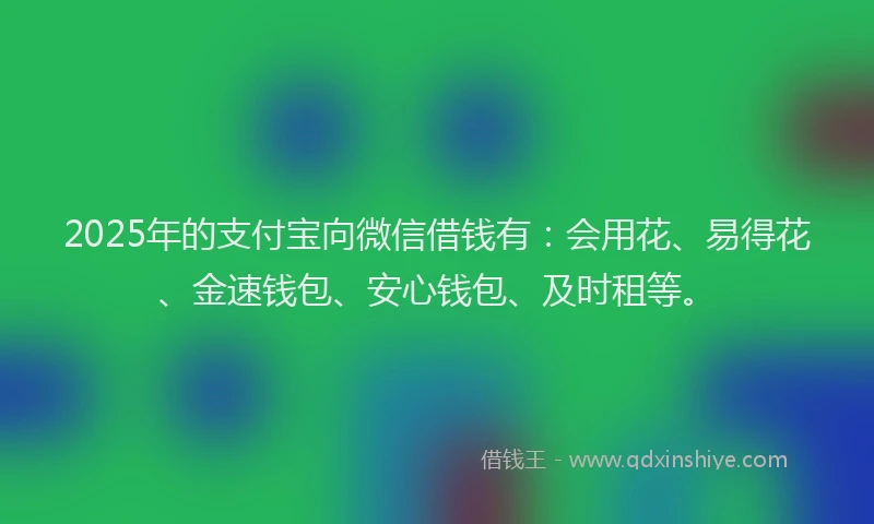 2025年的支付宝向微信借钱有：会用花、易得花、金速钱包、安心钱包、及时租等。