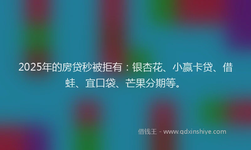 2025年的房贷秒被拒有：银杏花、小赢卡贷、借蛙、宜口袋、芒果分期等。