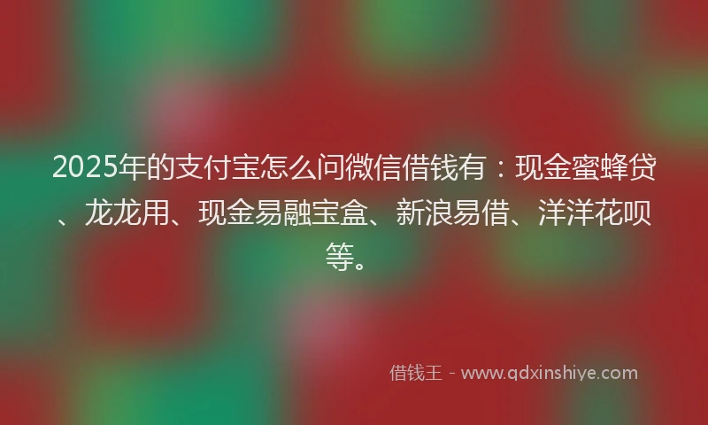 2025年的支付宝怎么问微信借钱有：现金蜜蜂贷、龙龙用、现金易融宝盒、新浪易借、洋洋花呗等。
