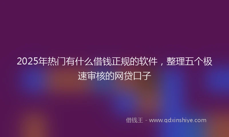 2025年热门有什么借钱正规的软件，整理五个极速审核的网贷口子
