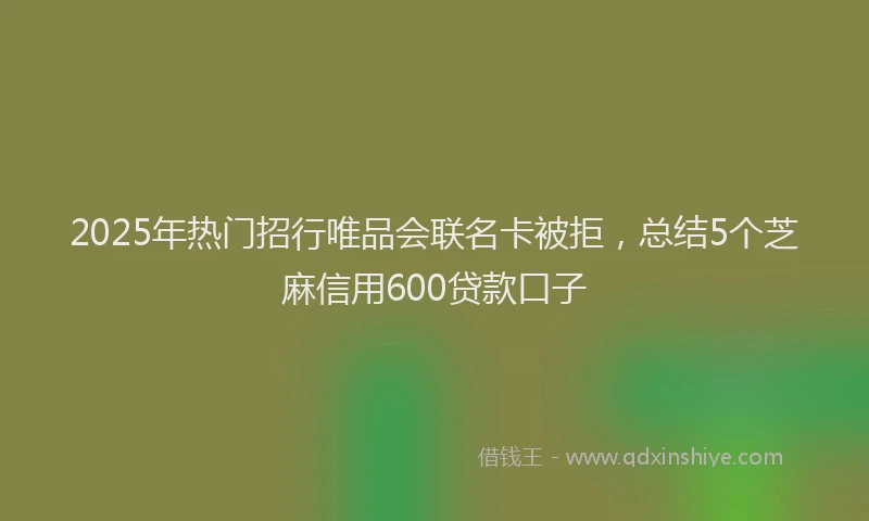2025年热门招行唯品会联名卡被拒，总结5个芝麻信用600贷款口子