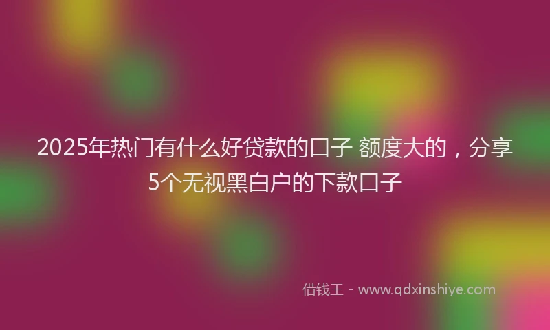 2025年热门有什么好贷款的口子 额度大的，分享5个无视黑白户的下款口子