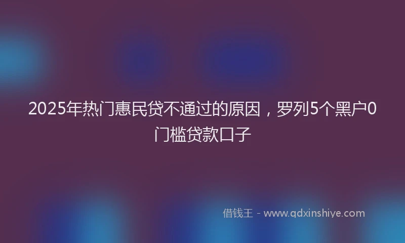 2025年热门惠民贷不通过的原因，罗列5个黑户0门槛贷款口子