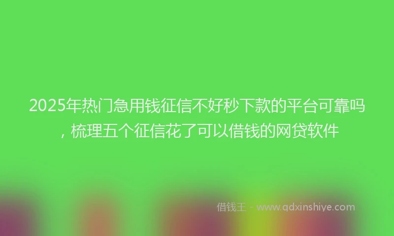 2025年热门急用钱征信不好秒下款的平台可靠吗，梳理五个征信花了可以借钱的网贷软件