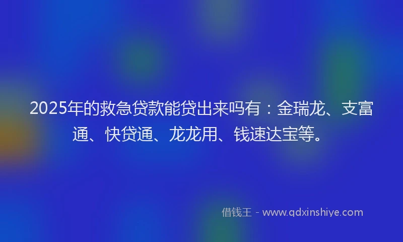 2025年的救急贷款能贷出来吗有：金瑞龙、支富通、快贷通、龙龙用、钱速达宝等。