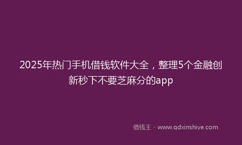 2025年热门手机借钱软件大全，整理5个金融创新秒下不要芝麻分的app