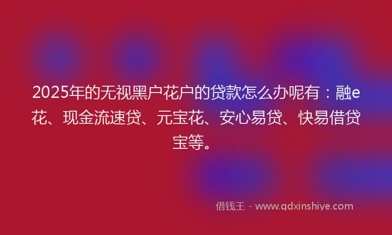 2025年的无视黑户花户的贷款怎么办呢有：融e花、现金流速贷、元宝花、安心易贷、快易借贷宝等。