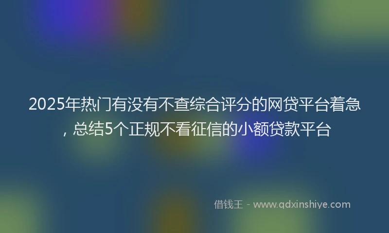 2025年热门有没有不查综合评分的网贷平台着急，总结5个正规不看征信的小额贷款平台